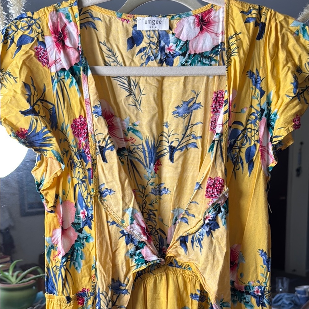 Umgee Floral Tropical Yellow Dress - Picture 4 of 6